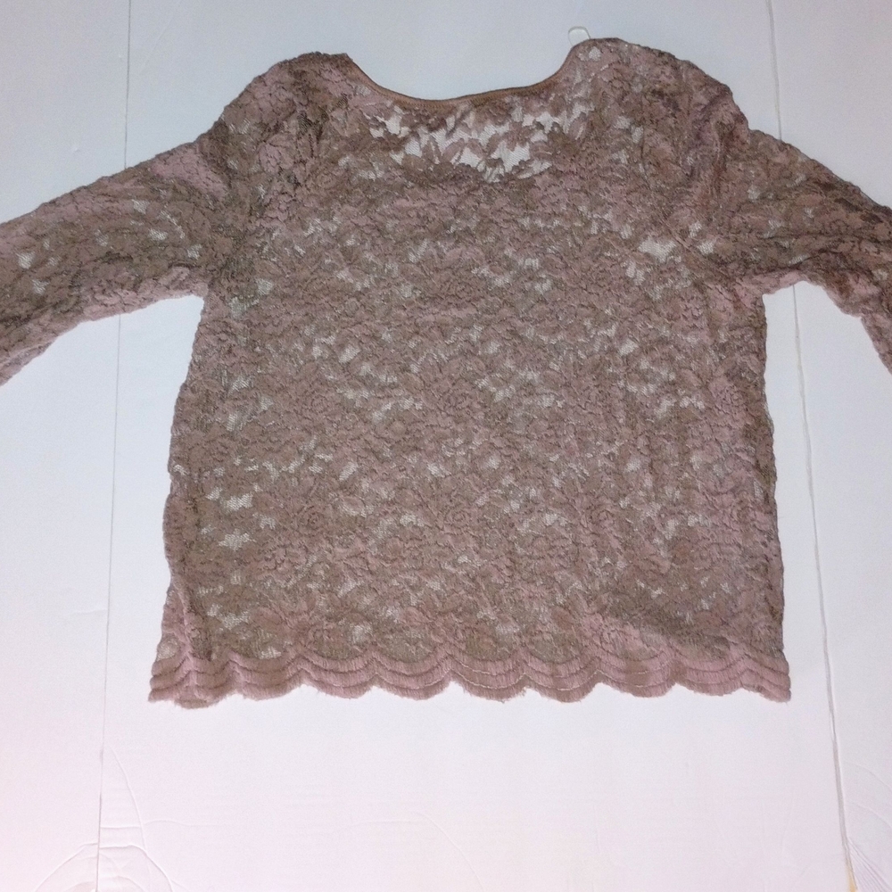 Full Tilt Dusty Mauve Lace Long-Sleeve Top - Picture 6 of 7